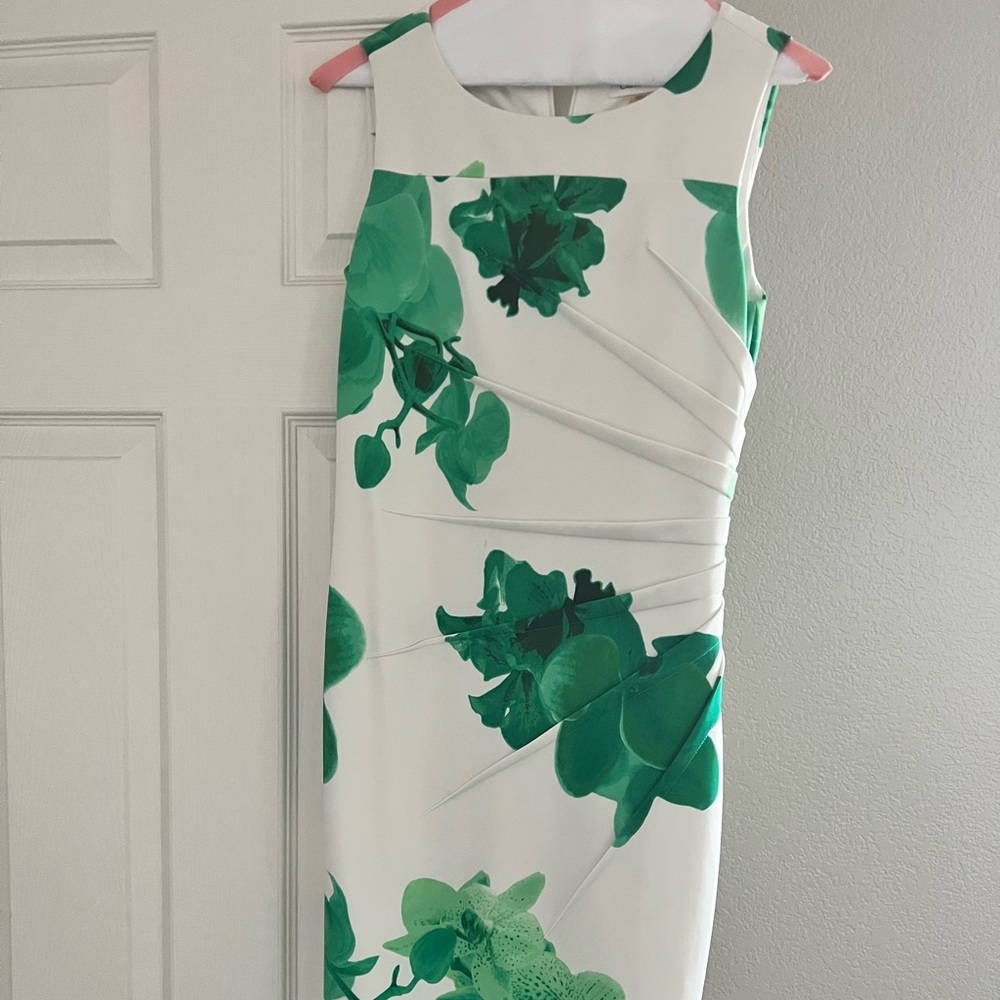 Calvin Klein white and green floral dress